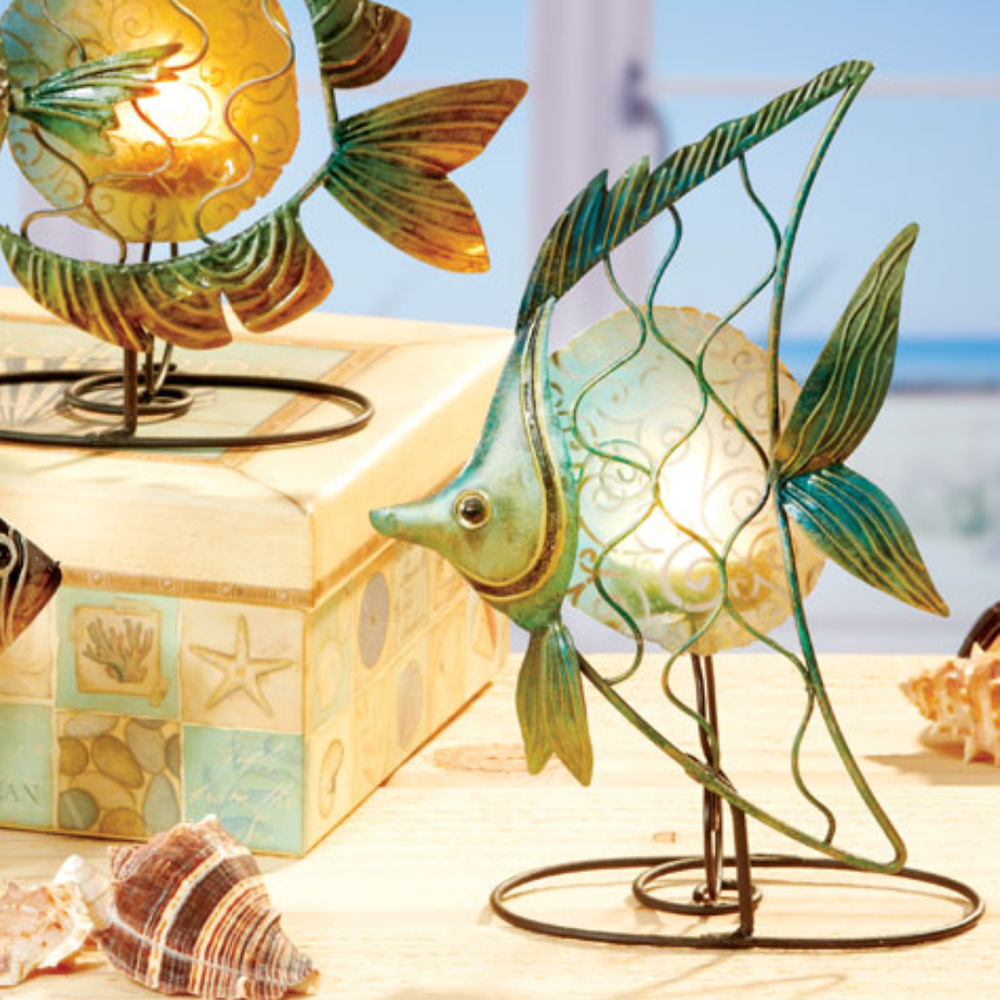 Angel Fish Capiz Tea Light Candle Holder NEW